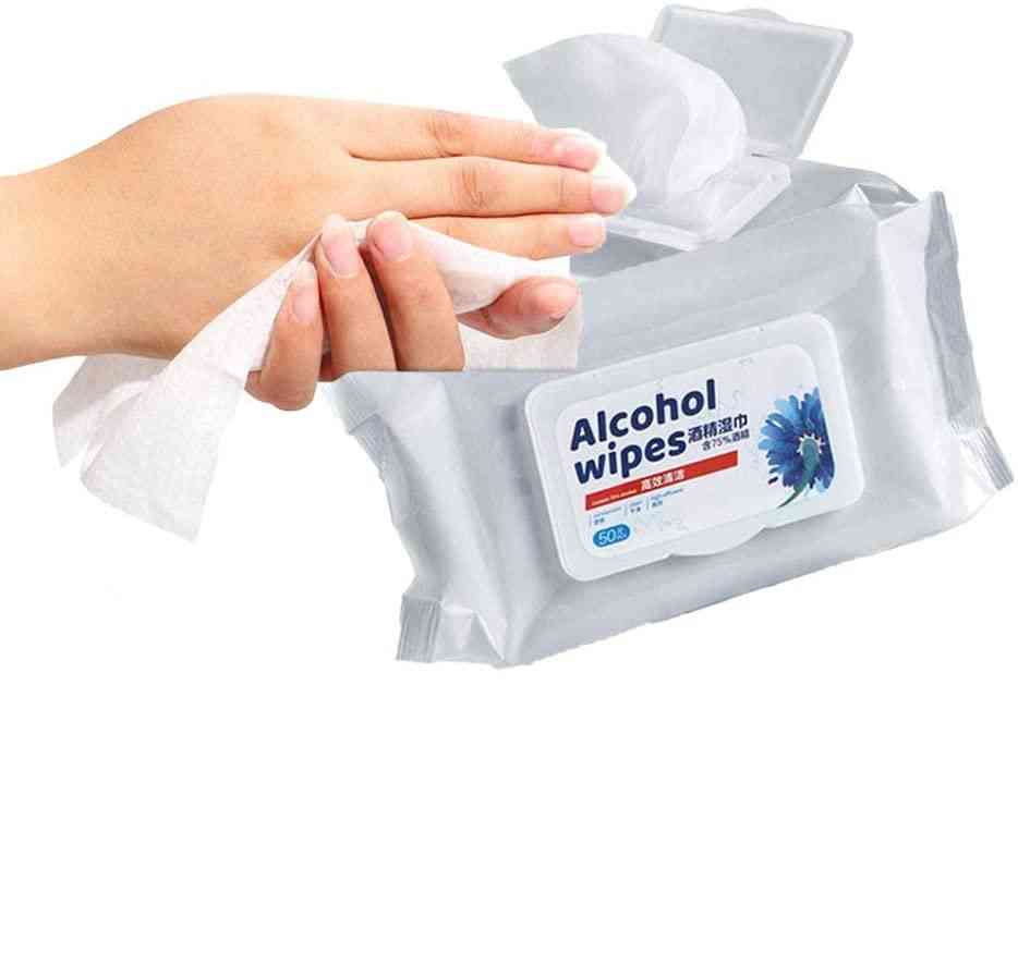 Toalhetes com álcool descartáveis de 50 unidades / pacote - esterilização, lenços umedecidos com álcool para limpeza antibacteriana