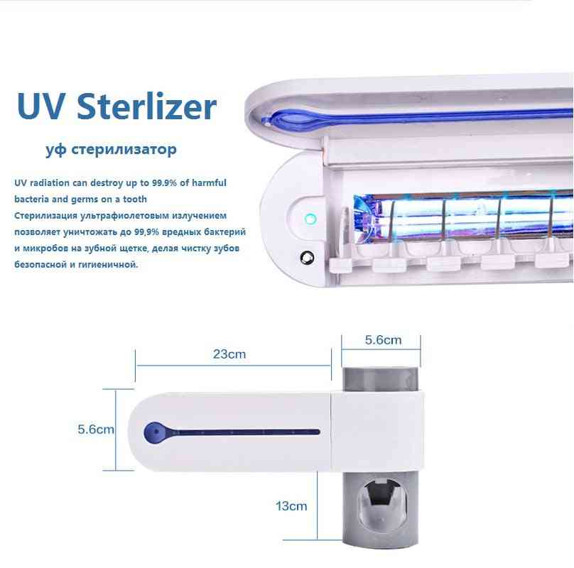 Dispenser suport pentru periuță de dinți UV, suport pentru sterilizator montat pe perete cu autocolant