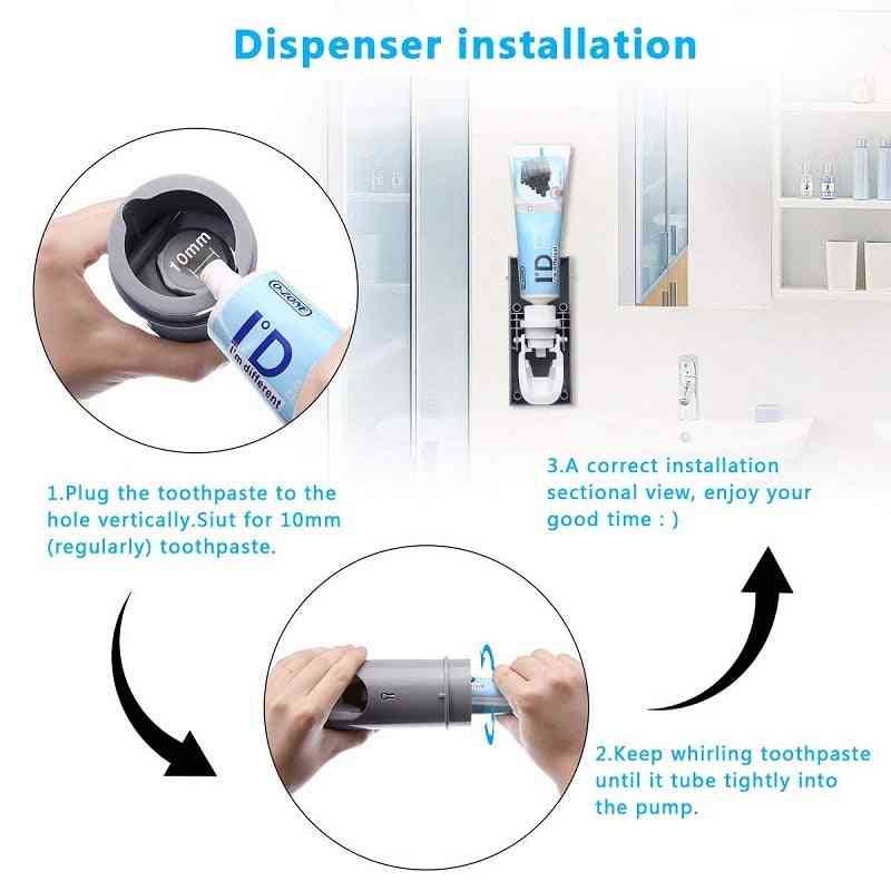 Uv Toothbrush Holder Dispenser, Sterilizer Holder Wall Mounted With Sticker