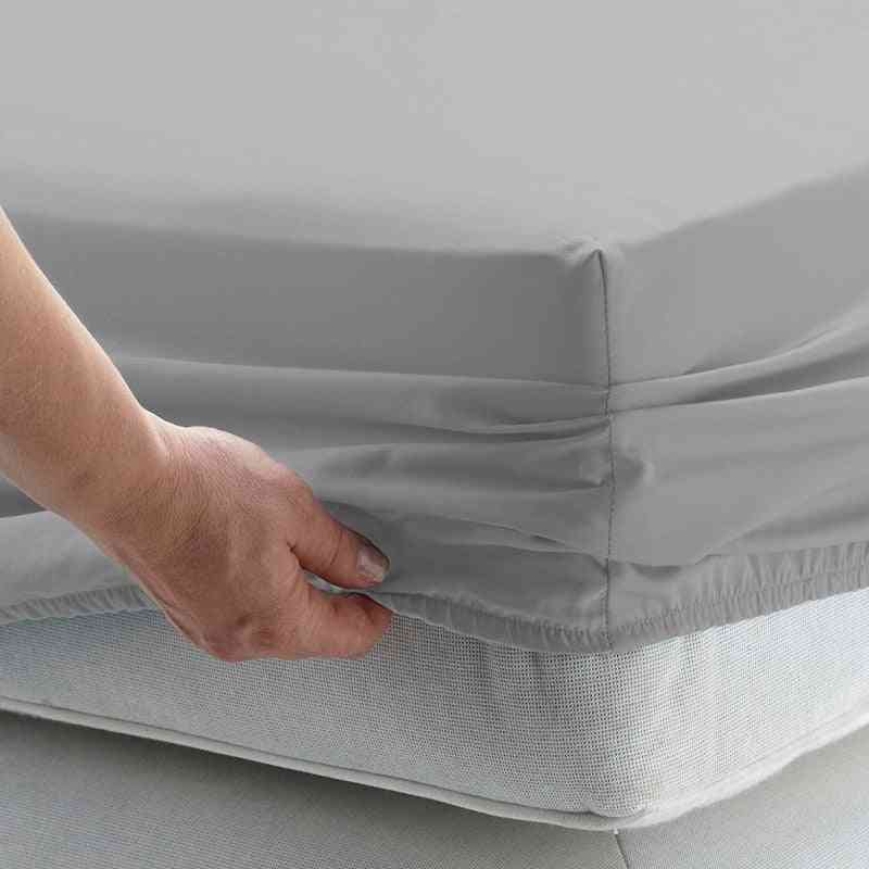 Solid Color Plain Fitted Sheet With Elastic Band