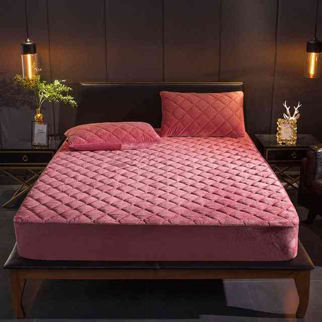 Plush Warm Soft Crystal Velvet Thicken Quilted Mattress Cover