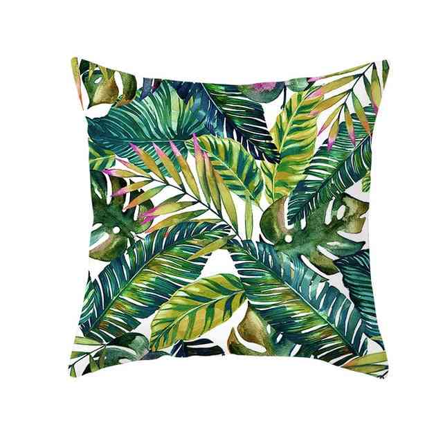Decoratieve kussensloop van polyester met tropische planten