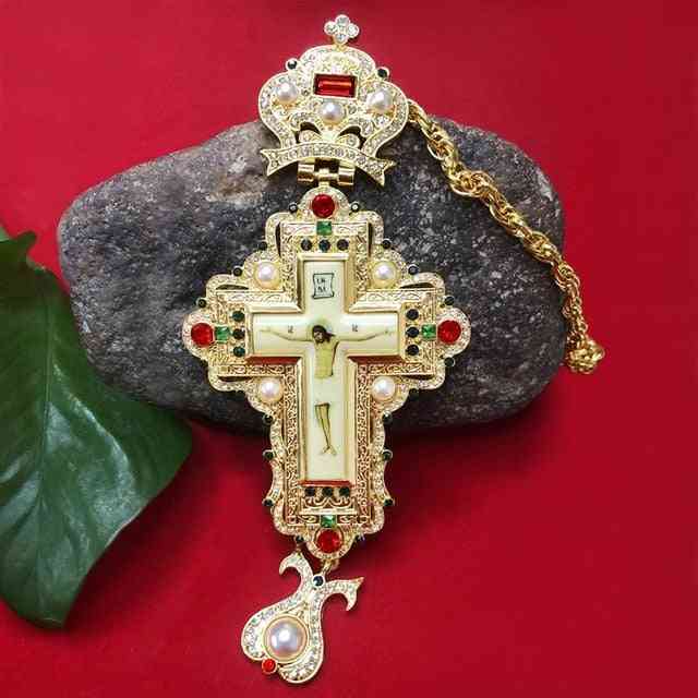 High Quality Pectoral Cross Orthodox Jesus Crucifix Rhinestone Pendant