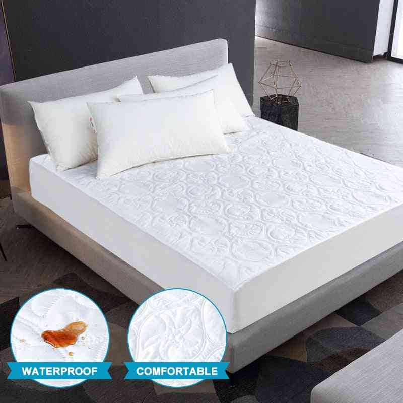 Solid Color Quilted Embossed Waterproof Thick Soft Pad Mattress Protector/fitted Sheet Style Cover