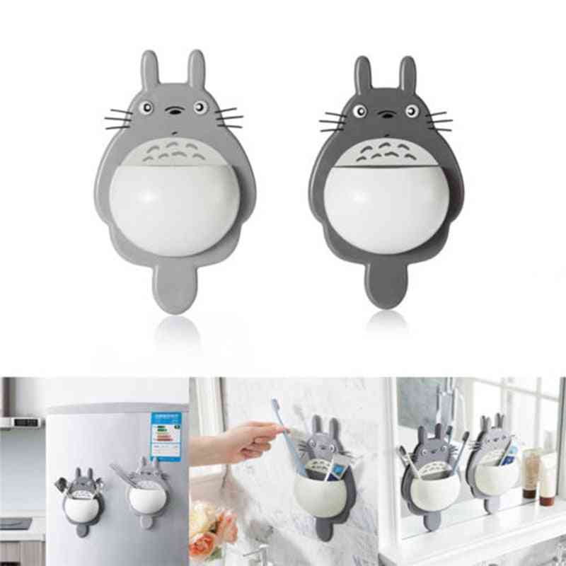 Cute Totoro Design, Wall Mount Toothbrush And Toothpaste Holder
