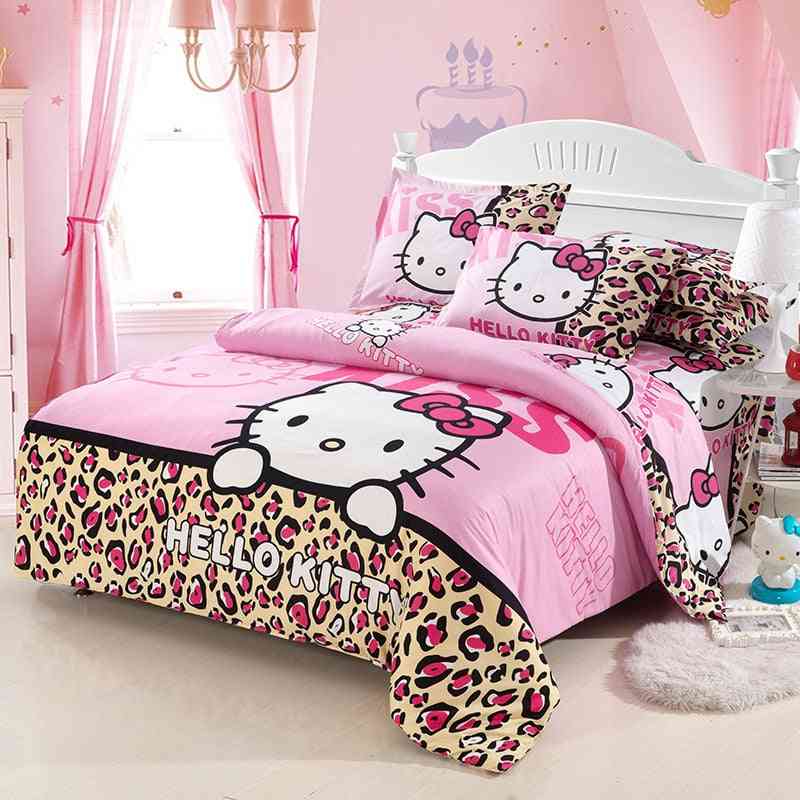 Hello Kitty Cotton Bedding Set - Include Duvet Cover, Bed Sheet & Pillowcase