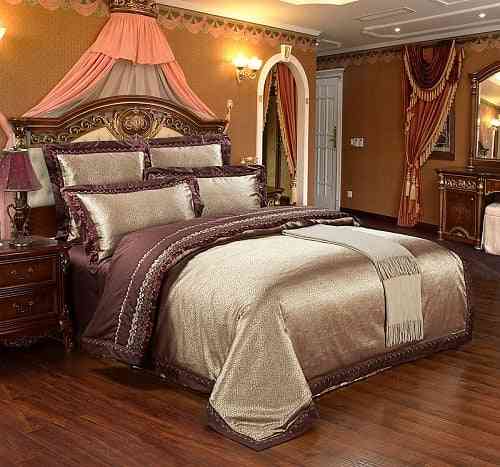 Komplet posteljnine iz srebrnega zlatega luksuza iz svilene satenske žakarske odeje