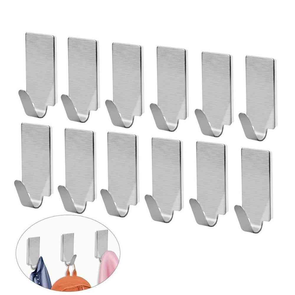 Self-adhesive, Stainless Steel Hooks For Hanging Robes, Hats, Bag, Key