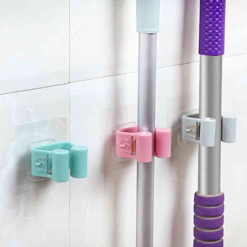 Non-slip Waterproof Trace Less Bathroom Shower Mop Hook Holder, Cleaning Tools