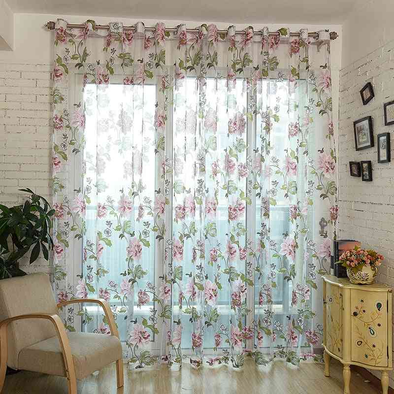 Modern Floral Print - Decor Window Curtain
