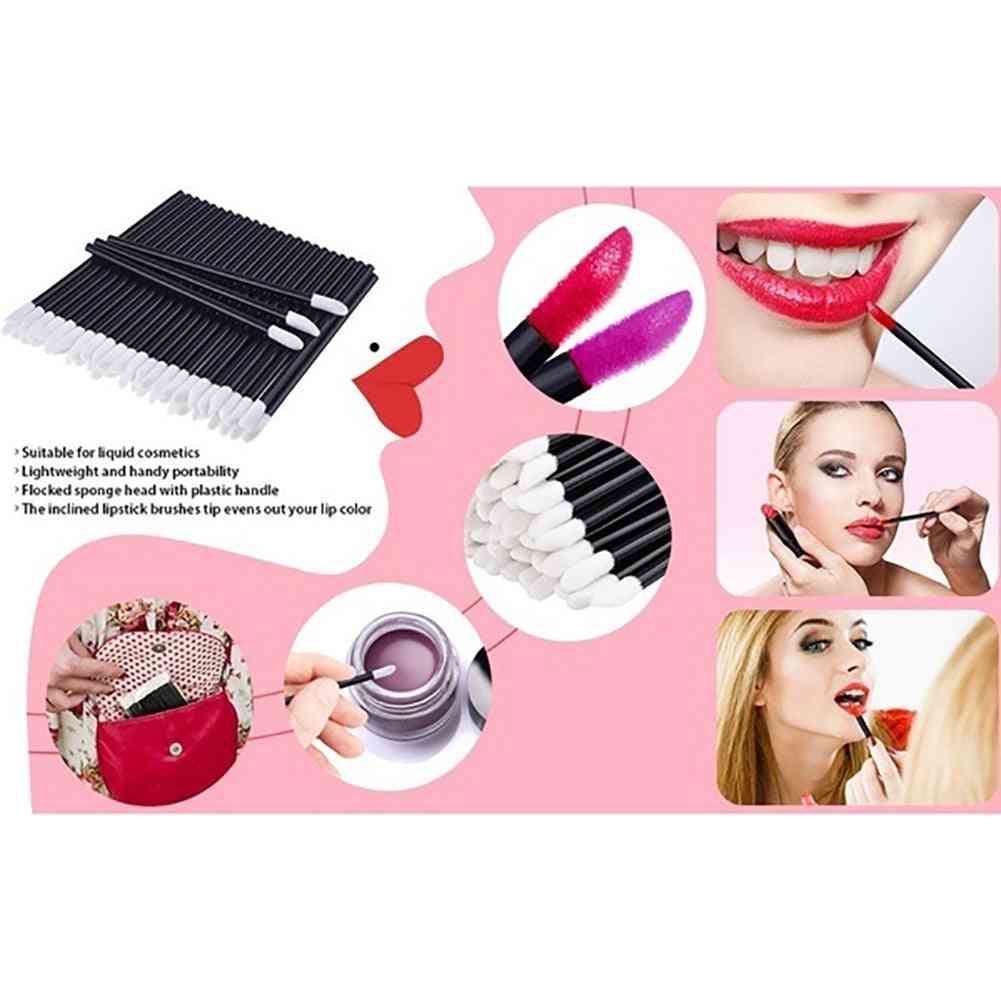 100 stykker sort engangs læbebørste - bomuldspindel glansstang makeup kosmetisk værktøj