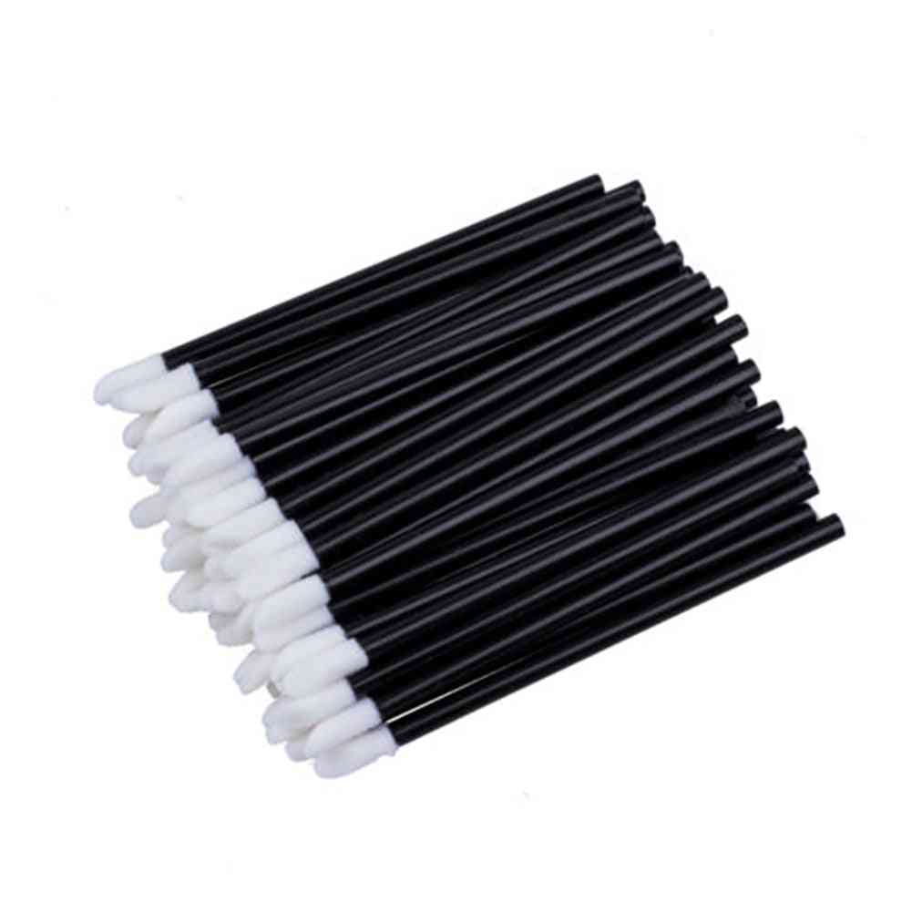100 kosov črna čopič za ustnice za enkratno uporabo - kozmetično orodje za ličenje bombažne palčke z vatirano palčko