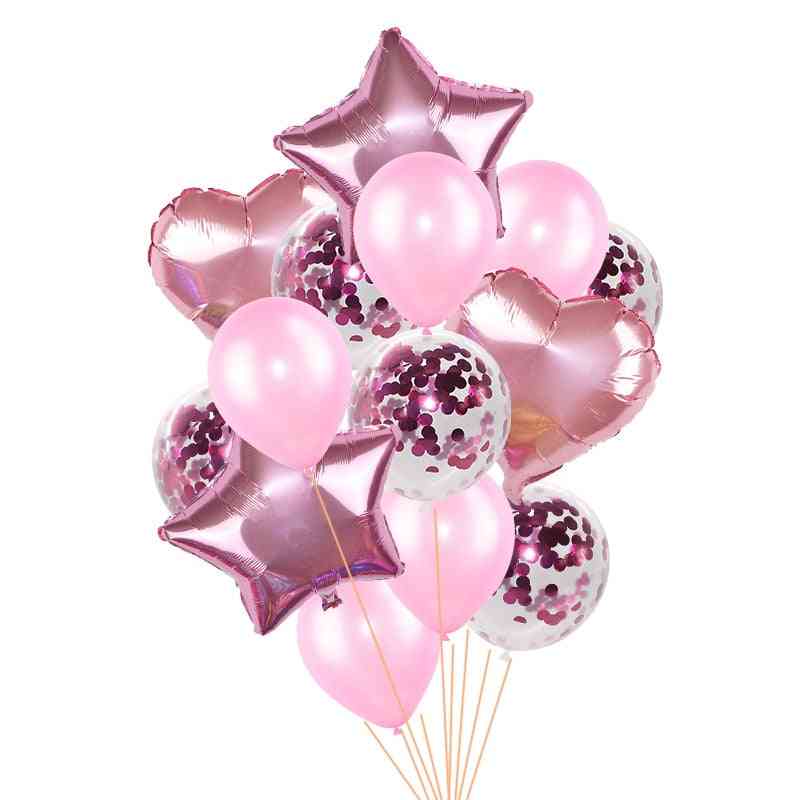 Heart Star Foil Confetti Latex Balloons - Party Decor Accessories