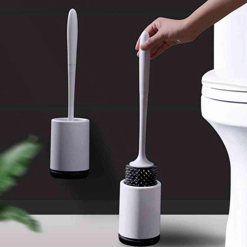 Toilet Brush Rubber Holder Stand Guard Long Handle Bathroom Cleaning Tool