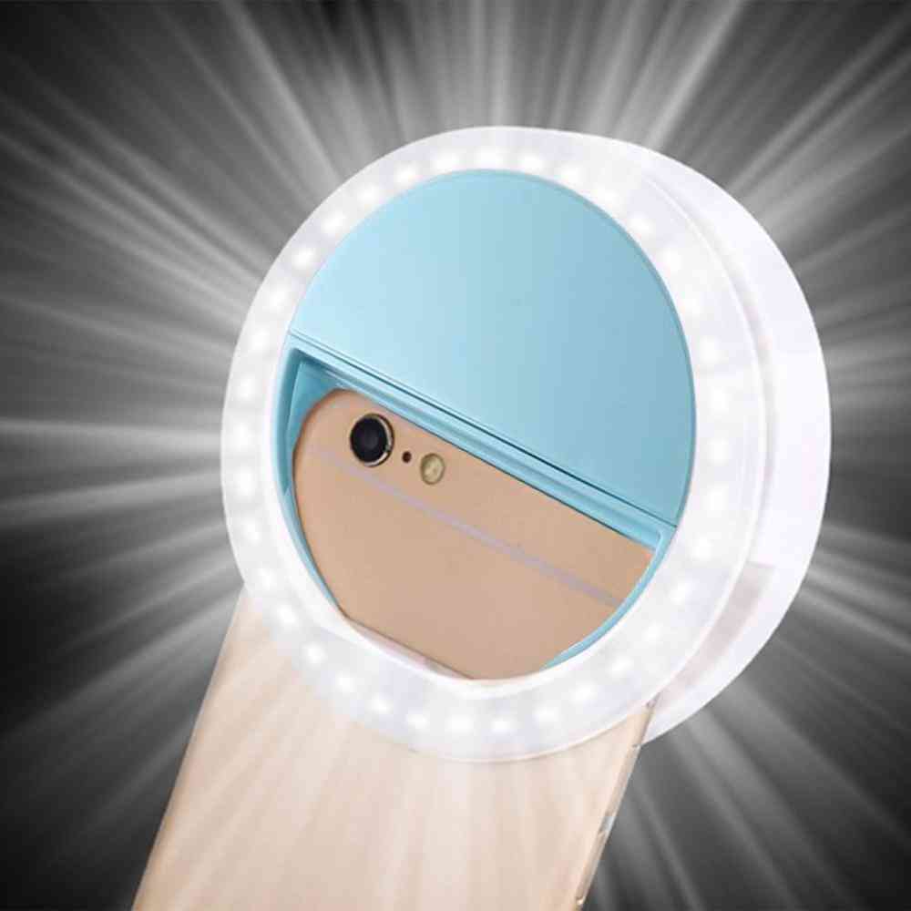 Flash automatico a led, luce selfie con clip per cellulare selfie rotonda e portatile