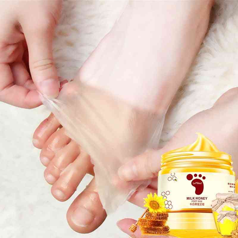 Honey Milk Foot Wax Moisturizing Hydrating Nourishing Whitening Skin Care, Peel Off Exfoliating Anti Dry
