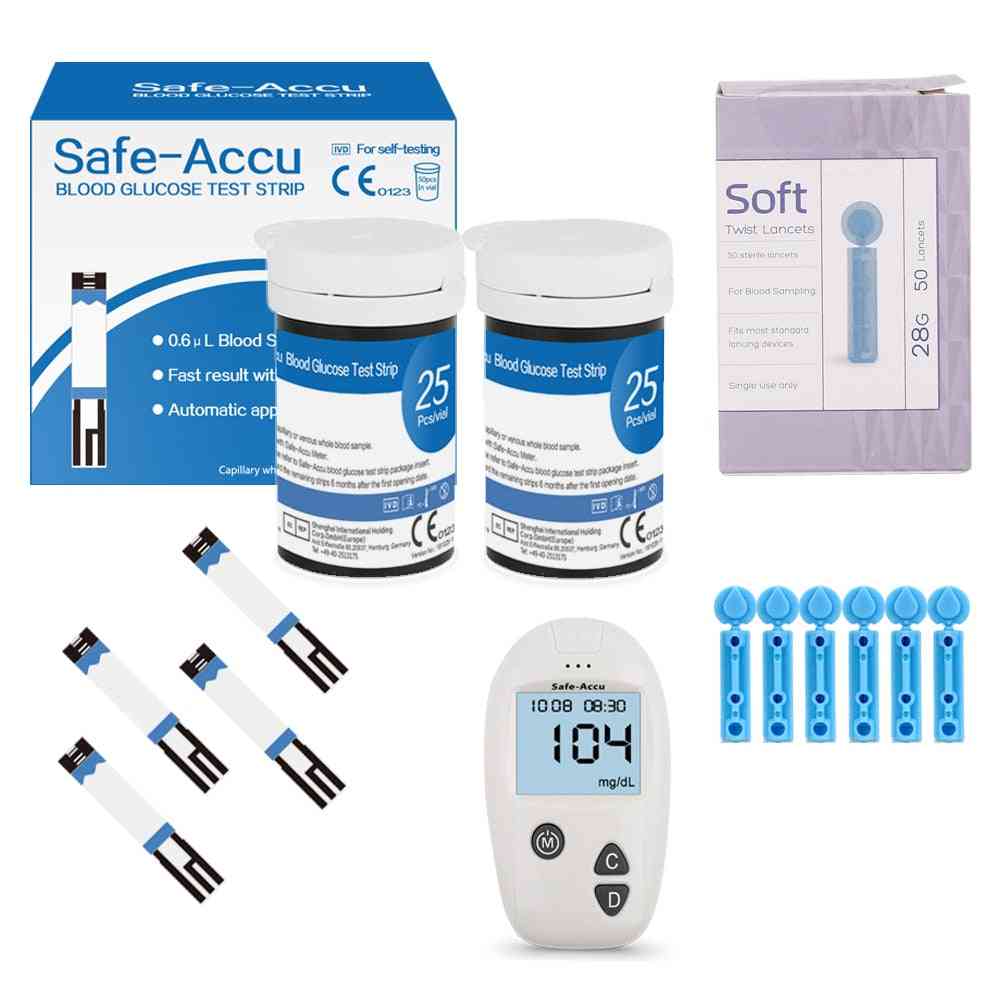 Accu Blood Glucose Meter & Test Strips & Lancets, Glucometer Kit