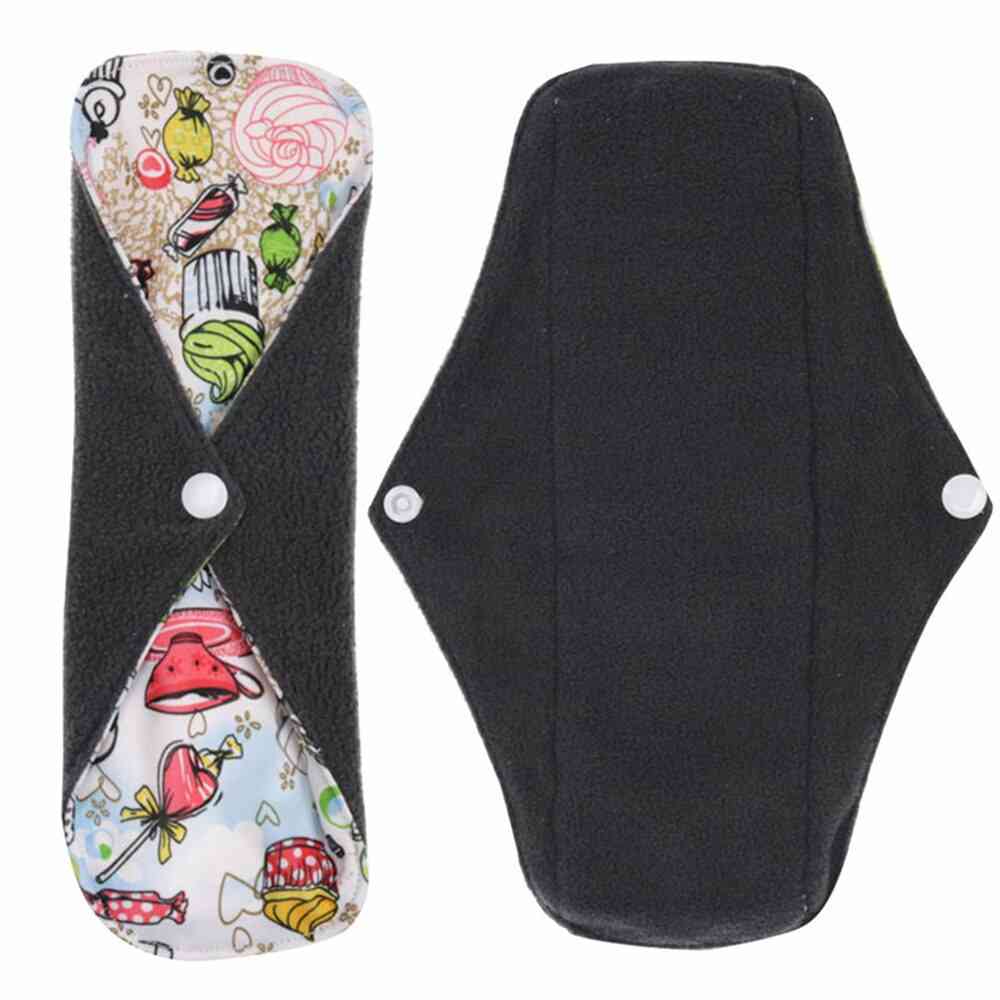 2pcs Washable Menstrual Pad - Waterproof ,reusable, Bamboo Sanitary Cotton Cloth Pads , Panty Liner Soft Pads