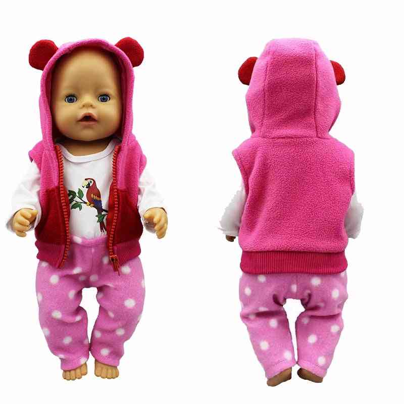 Poppenkleertjes voor 18 inch - poppenvest jasje, shirt en broek voor baby pasgeboren poppen speelgoed accessoire baby meisje