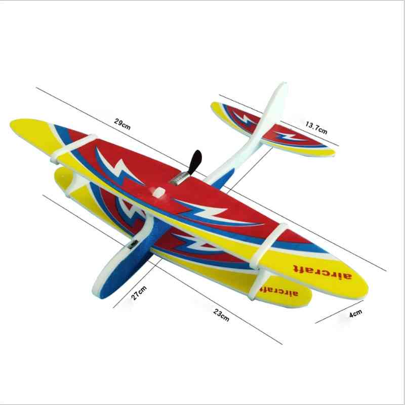 Ręczny start samolotu elektrycznego - model samolotu do rzucania szybowca na zewnątrz, zabawka edukacyjna dla dzieci - diody LED w losowym kolorze
