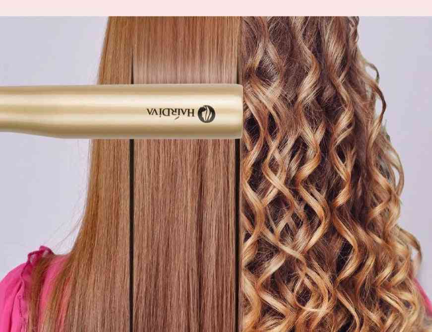 Professional 2 In 1 Hair Curling And Straightening Iron With Twist Heating Plate