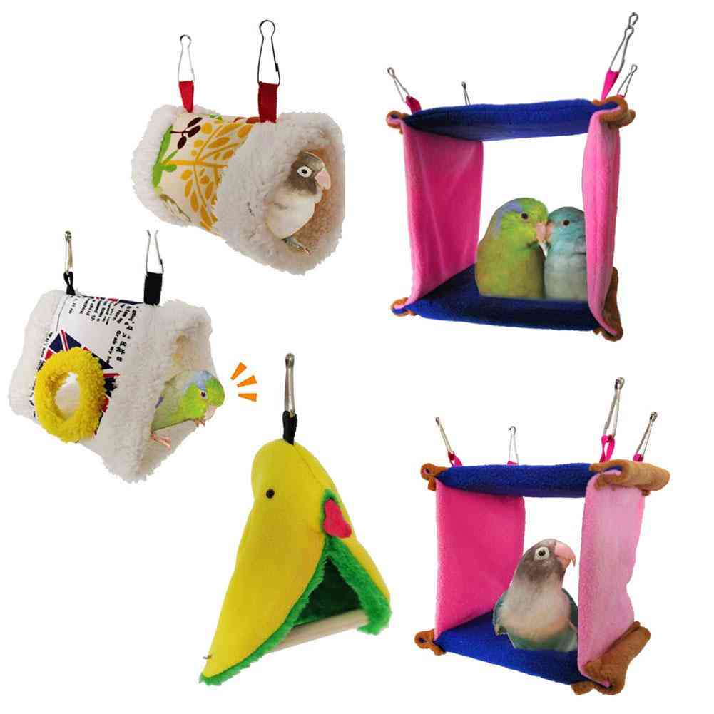 Soft Cotton Plush Breathable Triangle/square Shape Bird Hammock - Warm Hanging Bed For Pet, Bird Cage, Tent Toy House For Small Animals
