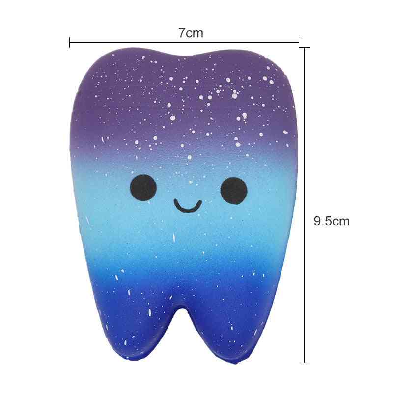Zubní zuby tvar zmáčknout pomalu stoupající roztomilý kreslený ruční kužel, pružná relaxace squishy hračka