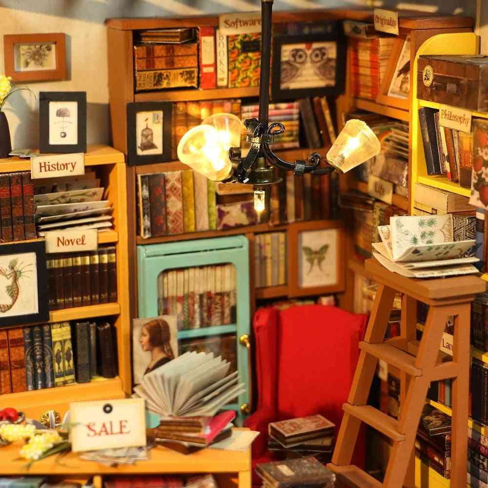 Sam's Study Room With Furniture, Adult Miniature Wooden Doll House