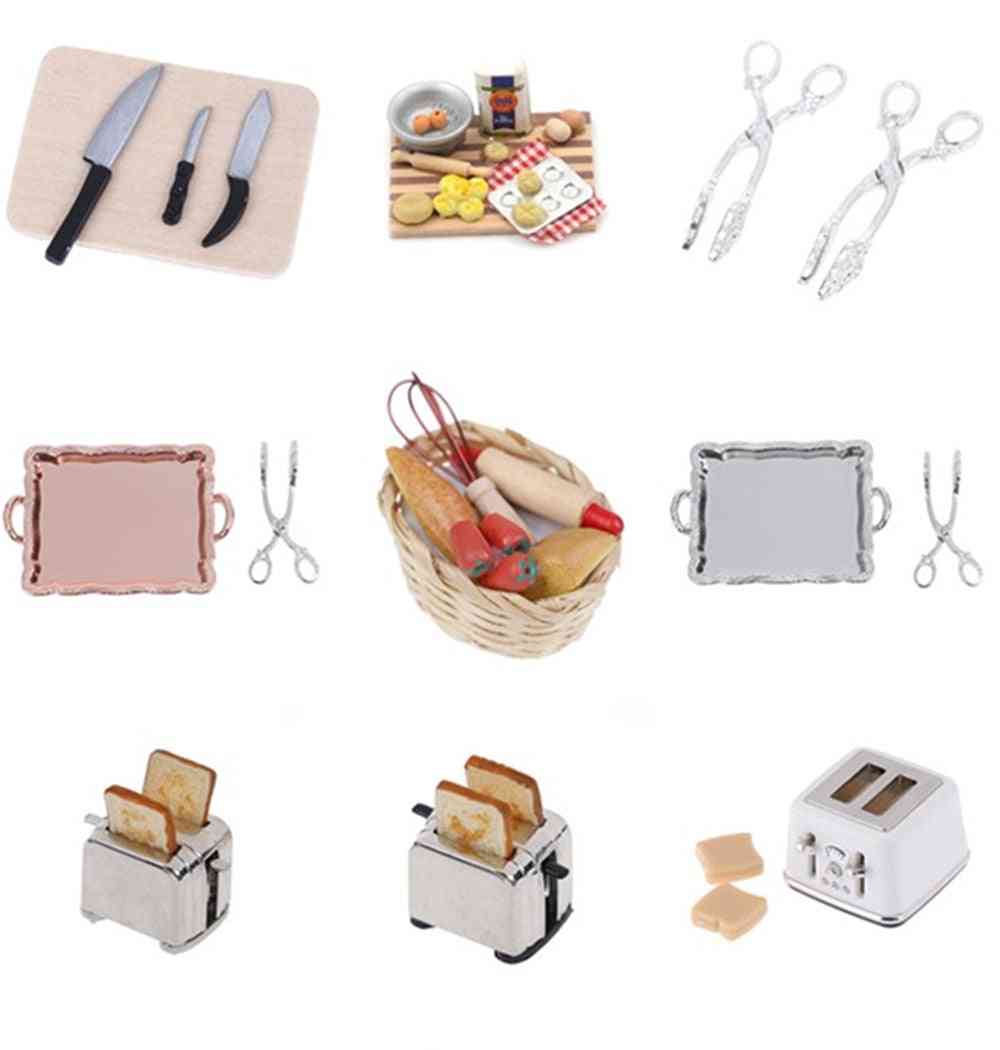 Microwave Food Bread Cooking Board, Knife Chopping Block Scale Miniature For Doll House