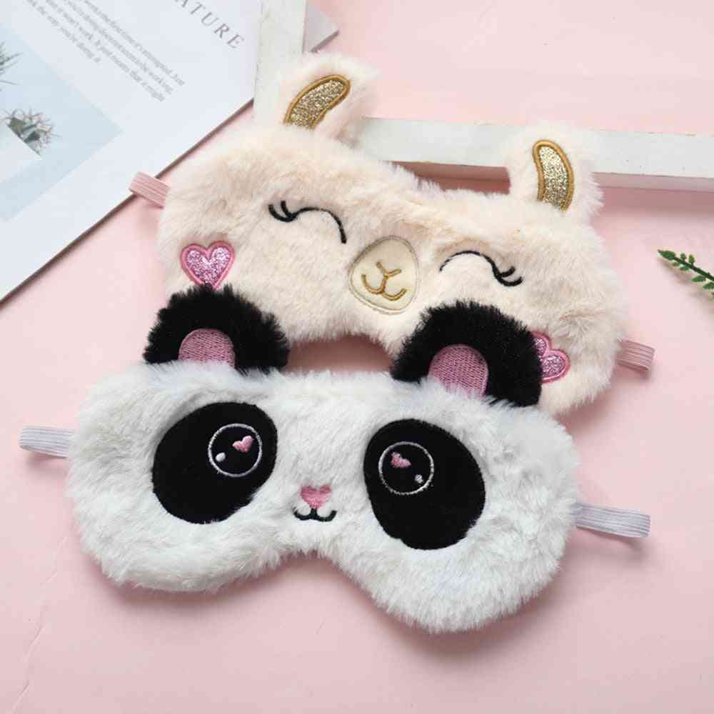 Soft Plush Eye Masks - Cute Love Panda, Rabbit Blindfold Cover For Sleeping