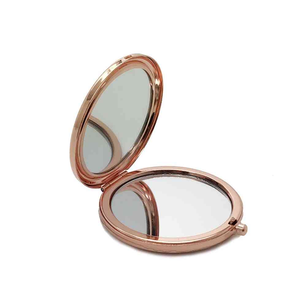 1бр преносимо огледало за грим - плътен цвят метал, кръгла кутия, двойна страна, изскачащо джобно огледало за аксесоари за красота