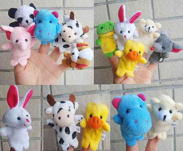 Juguetes de peluche de marionetas de dedo de animales de alta calidad, bebé biológico de dibujos animados para regalo de cumpleaños - 7 cm