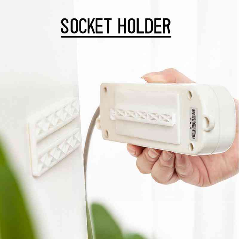 Seamless Punch Free Socket Plug Wall Sticker Holder - Power Strip Fixer Holder