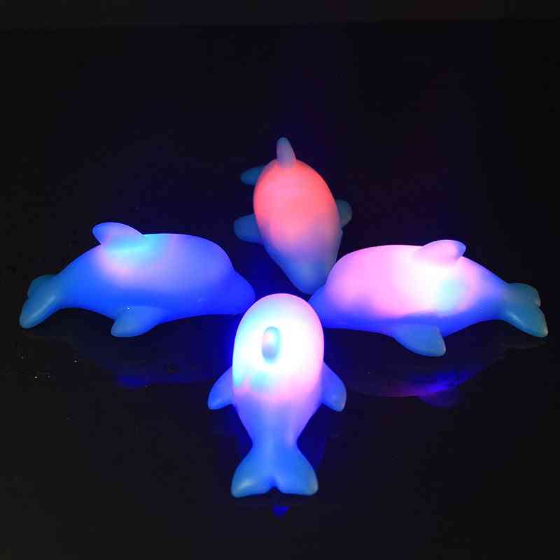 Dolphin Bath Toy For Kids With Led Lighting Up - Water Floating And Glowing Beach For