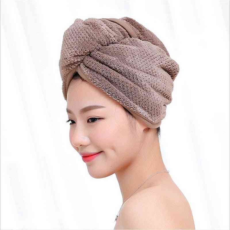 Hurtigt tørt hår mikrofiber stof håndklæde - brusebad, dame absorberende turban badehåndklæde - kaffe 23x60cm