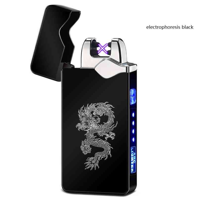 Rechargeable Dual Arc Usb Metal Electronic Cigarette Lighter, Windproof Smoke Flameless