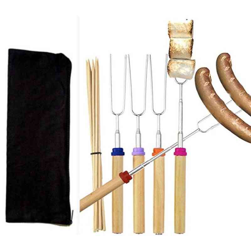 Extendable Rotating Marshmallow Roasting Sticks Set, Campfire Roasting Sticks