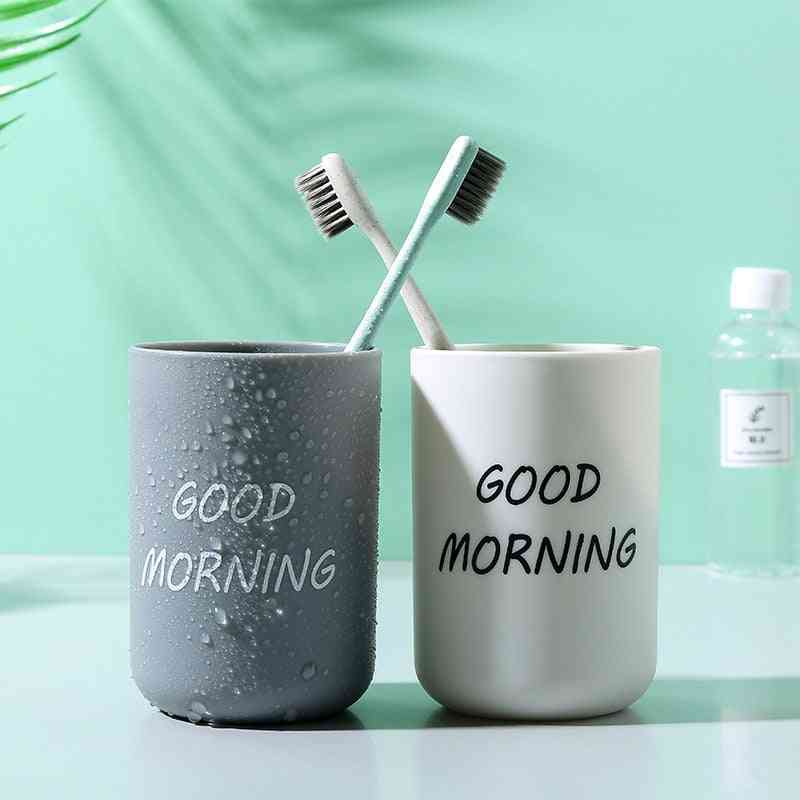Plastic Bathroom Simple Plain Portable Couple Tooth Cup, Toothbrush, Storage Holder