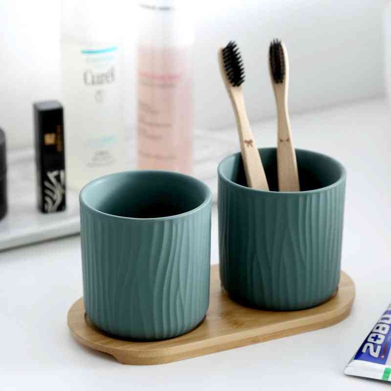 Ceramics Gargle Mug Cups Bathroom Set - Toothbrush Holders
