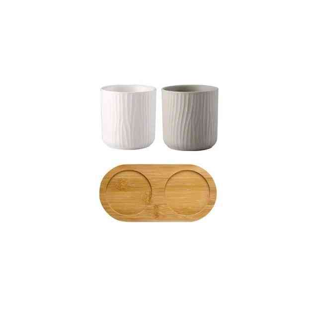 Fundo de madeira leve burra originalidade em casa cerâmica copos gargarejo conjunto de banheiro - 1