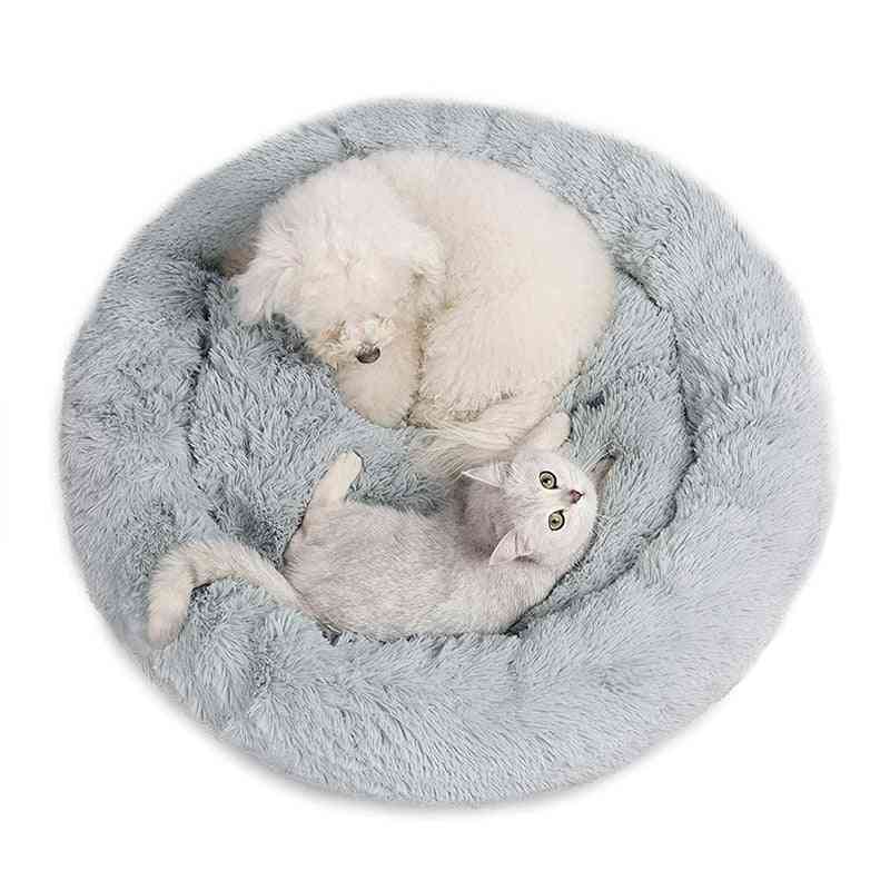Round Bed Long Plush Basket For Dog