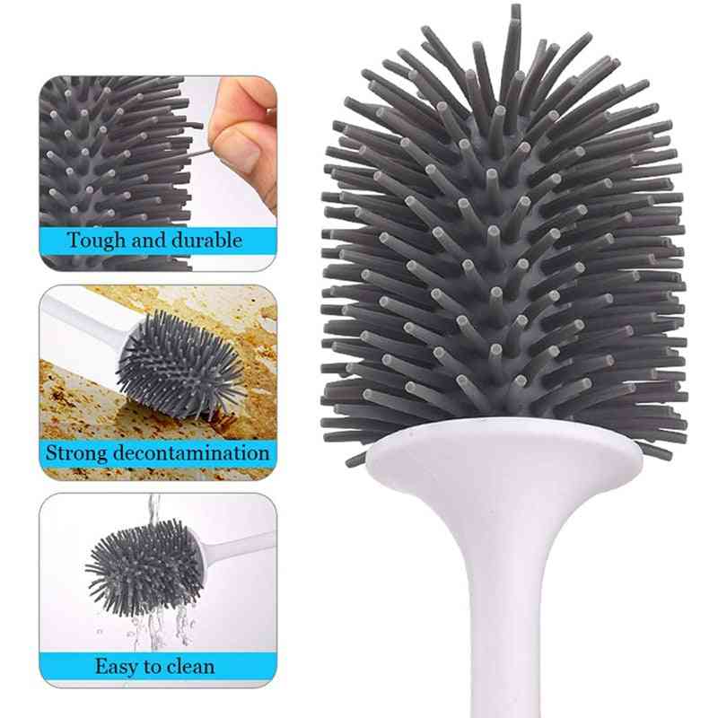 Toilet Brush, Rubber Head Holder Cleaning For Toilet, Wall