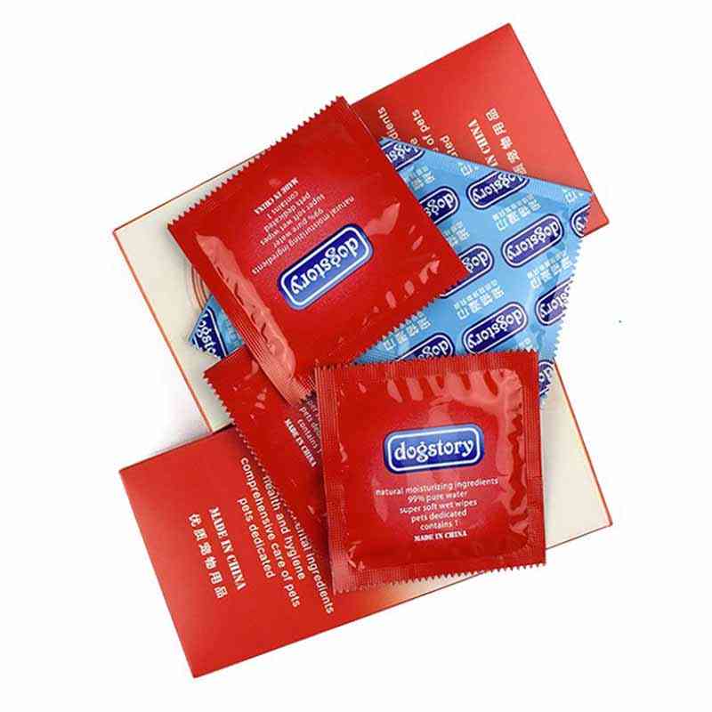 Disposable Pet Condom Shape Wet Wipes Tissue 10pcs - Individually Wrapped Outdoor Travel Portable Pet Cleaning Wipes