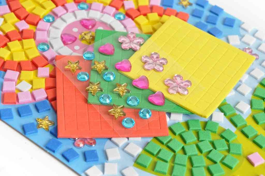 Handgemaakte kinderen puzzel diy schuim & kristal stickers kunst - eva cartoon dier kristal 3d sticker creatief educatief speelgoed voor kinderen - dolfijn