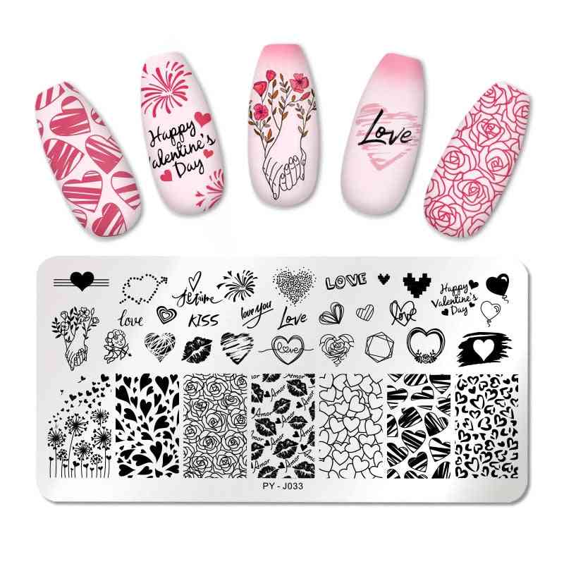 Nail Stamping Plates - Love, Rose, Flower Design Templates