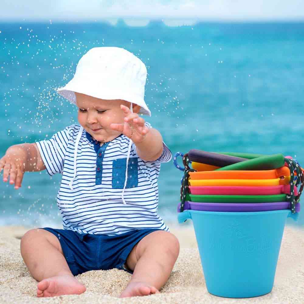1.5l  Silicone , Folding Hand-held Beach Bucket