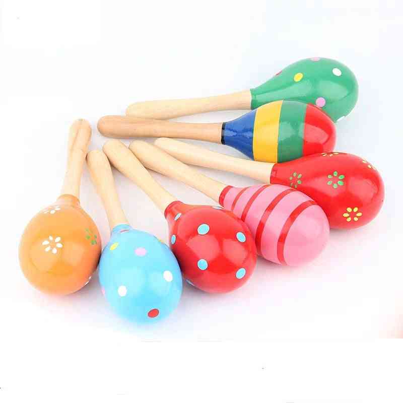 Infant Toddlers Wood Sand Hammer- Wooden Maraca Rattles