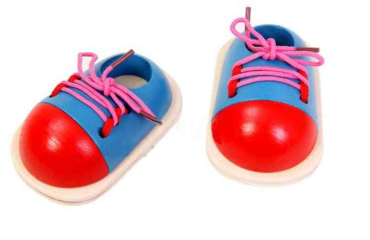 Montessori Educational Wooden- Toddler Lacing Shoes