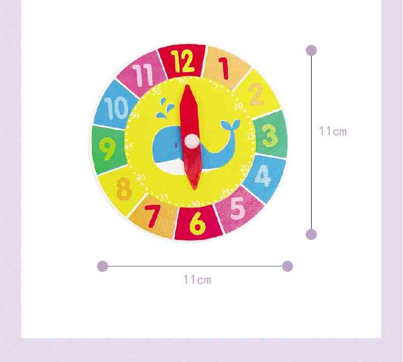 Dessin animé montessori en bois, heure / minute / seconde horloges de cognition jouets pour enfants - aides pédagogiques préscolaires précoces - un