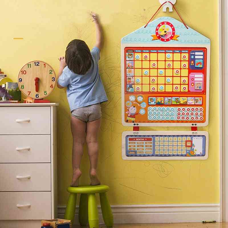 Wooden Magnetic Reward, Activity Responsibility Chart Calendar For  Kids